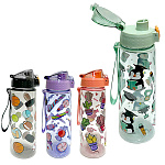 Бутылка для воды " KWELT " 650мл, Аssorted, пластик, ассорти (без возможности выбора дизайна), крышка-защелка, петелька для переноски