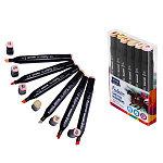 Набор маркеров для скетчинга " Mazari " Fantasia skin colors (телесные цвета)   6цв 3-6,2мм, пулевидный/скошенный, 2-х сторонние, ПВХ упаковка