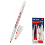 Ручка шариковая " Pensan " Global-21 красная 0,5мм, толщина письма 0,3мм, чернила на масляной основе, прозрачный корпус, колпачок с клипом, картонная упаковка