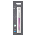 Ручка подарочная шариковая автоматическая " Parker " Jotter Victoria Violet Chrome CT, синяя, 1,0мм, перо- нержавеющая сталь, цвет корпуса- серебряный/фиолетовый, материал корпуса- нержавеющая сталь, подарочная упаковка