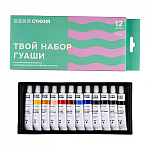 Гуашь " Стихия  " 12цв*12мл в тубах, картонная упаковка, европодвес