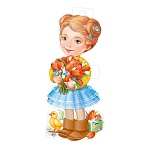 Плакат фигурный " Империя поздравлений " 933 А3 Девочка с весенним букетом, без отделки