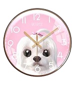 Часы настенные " Миленд " d=30см Собачка, розовый фон, без защитного стекла, питание от 1 батарейки АА, батарейки в комплект не входят, материал- МДФ, пластик, картонная упаковка