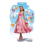 Плакат фигурный " Праздник " 933 А3 Девушка с голубями, глянцевый УФ-лак