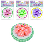 Сквиш " Пироженное с малиной " 9*8см, с шариками, блестки, ассорти (без возможности выбора цвета), индивидуальная упаковка, европодвес