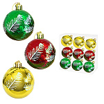 Набор шаров " KWELT " d=5см 9шт, Веточки, ассорти (с глиттером), пластиковая упаковка 17,5*17,5*6см