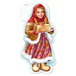 Плакат фигурный " Праздник " 933 А3 Девочка с блинами, без отделки