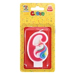 Свеча для торта цифра " Миленд " Милый единорог 6, розовая, 14*6,5*1см, картонный блистер, европодвес