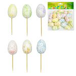 Набор пасхальный " KWELT " Пасхальные яйца, 24шт, 2*3*2см, на палочке 3,5см, блестки, пакет, европодвес