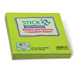 Блок самоклеящийся (стикеры) 76*76мм 100л неон, зеленый " Hopax "