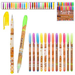 Набор гелевых ручек " Basir " Капибара 36цв 1,0мм, ароматизированный, непрозрачный с рисунком корпус, цвет колпачка соответствует цвету чернил, с блестками, пластиковая упаковка, европодвес