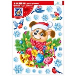 Наклейки " Мир поздравлений " 820 Новогодние- Собака, двусторонняя, ПВХ