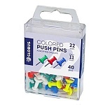 Кнопки-гвоздики " Глобус " 11мм 40шт силовые, цветные, пластиковая упаковка, европодвес