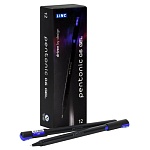 Ручка гелевая " Linc " Pentonic синяя 0,6мм, толщина письма 0,3мм, игольчатый пишущий узел, черный круглый корпус, картонная упаковка