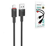Кабель сетевой USB - Lightning " Borofone " BX110 Beneficio черный, круглый, 1м, 2,4А, силикон