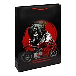 Пакет бумажный " Миленд " 18*23*10см Красный мотоцикл, ламинированный