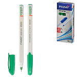 Ручка шариковая " Piano " Сorrect зеленая 0,7мм, толщина письма 0,35мм, трехгранная, игольчатый пишущий узел, чернила на масляной основе, цвет корпуса - белый, колпачок в цвет чернил, одноразовая, картонная упаковка