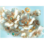 Конверт для подарочного сертификата " Праздник " 170 Цветы со стразами, 100*74мм, без отделки, без текста