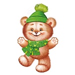 Плакат фигурный " Империя поздравлений " 930 А4 Новогодний- Мишка в шапке и шарфе