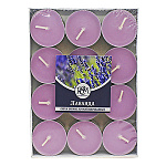 Свеча чайная " РСМ " 24шт Лаванда, 39*12,5мм, время горения 3-4часа, картонная упаковка в термо упаковке