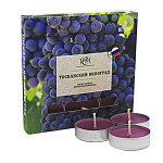 Свеча чайная ароматизированная " РСМ " 9шт Тосканский Виноград, 39*12,5мм время горения 3-4часа, картонная упаковка