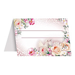 Банкетная карточка свадебная " Праздник " 060 Голуби, розы 77*53мм, без отделки