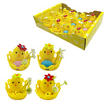 Набор пасхальный " KWELT " Цыплята в желтом палисаднике, 12шт, 4,5*4,5*4см, ассорти, картонная упаковка 25*17*6см