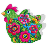 Упаковка для подарка " Мир поздравлений " 910 Пасха- Коробочка, петушок зеленый в цветах, 120х115мм, УФ-лак глянцевый, картон