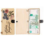 Конверт для денег деревянный (купюрница) " С Днем рождения " Слоник, на кнопке, 165*100*9мм