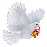 Украшение на скотче " Праздник " 190 Голубь, 196*196мм, вспененный скотч, глянцевый УФ-лак