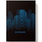 Записная книжка А5 7БЦ 128л " Академия Групп " Ночной город, клетка, обложка - глянцевый ламинированный картон, офсет, сшивка