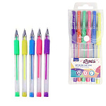 Набор гелевых ручек " Mazari " Lipari 6цв флуоресцентных, 0,8мм, прозрачный корпус, резиновый держатель, ПВХ, европодвес