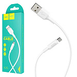 Кабель сетевой USB micro " Hoco " X25 Soarer белый, круглый, 1м, 2,1А, силикон