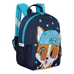 Рюкзак " Grizzly " 20*26*10см синий, 1 отделения, укрепленная спинка, боковые карманы из сетки, ручка-петля, нагрудная стяжка-фиксатор со свистком, светоотражающие элементы с четырех сторон, детский