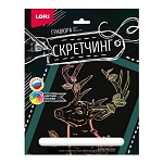Гравюра-скретчинг " Lori " 18*24см Животные. Сказочный олень, основа с контуром рисунка, штихель, инструкция