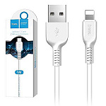 Кабель сетевой USB 8 pin " Hoco " X20 белый, круглый, 1м, 2,1А, силикон