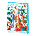 Пакет Новогодний бумажный " Мир открыток " 26*32,7*13,5см Дед Мороз с подарками, звери, птицы, ламинированный