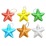 Ёлочное украшение " KWELT " Звездочки разноцветные с блестками, 5,5*2см 6шт, пенопласт, пакет, европодвес