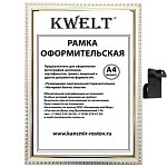 Фоторамка " KWELT " пластиковая А4 21*30см серия 9 белая, стекло, ширина багета - 16мм, золото