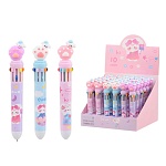 Ручка шариковая автоматическая " Basir " Лапки, 10цв, 0,5мм, съемный резиновый брелок- лапки, цветной корпус с рисунком, ассорти