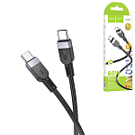 Кабель сетевой Type-C - Type-C " Hoco " X109 Energy чёрный, серая вставка, круглый, 1м, 60Вт, силикон