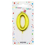 Свеча для торта цифра " KWELT " 0, золотая, 4*6*1см, на палочке, картонный блистер 5,8*15,7*1см, европодвес