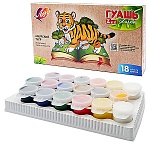 Гуашь " Луч " ZOO 18цв*15мл в блок-таре, картонная упаковка