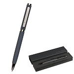 Ручка подарочная шариковая автоматическая " Bruno Visconti " Firenze синяя 0,7мм, поворотный механизм, металлический корпус, цвет корпуса серый, толщина письма- 0,5мм, подарочная упаковка