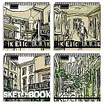 Скетчбук, крафт-бумага 100г/м2, 200*200мм, 80л, на резинке, спираль, без линовки, обложка - мелованный картон, скругленные углы, " Bruno Visconti " Крафт, 4 дизайна