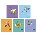 Тетрадь А5 12л линия " ПЗБМ " Трое в лодке, не считая жирафа, офсет, на скобе, обложка - мелованный картон, выборочный УФ-лак, 5 дизайнов в спайке