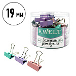 Зажимы " KWELT " цветные Macarons 19мм 40шт/уп, пластиковая упаковка