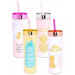 Стакан с трубочкой " Миленд " 400мл, Ананасовый рай, ассорти