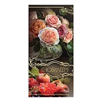 Конверт для денег " Праздник " 445 С Юбилеем! Розы, фрукты 168*82мм, фольга золотая, текст