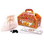 Игра настольная " Русский стиль " Лото Русское Ларец, состав: 24 игровые карточки, деревянные бочонки с числами - 90шт, 150 маркеров, инструкция, мешок, от 6лет, картонная упаковка 26*13*15см